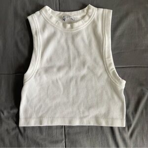 ZARA WHITE RIBBED TANK